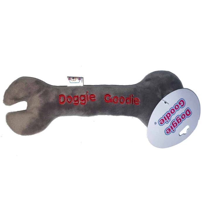 Doggie Goodie Dog Plush Toy With Squeaker - Wrench
