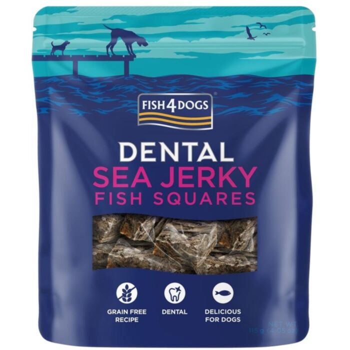 Fish4Dogs Dog Dental Treat - Sea Jerky Fish Squares 115g