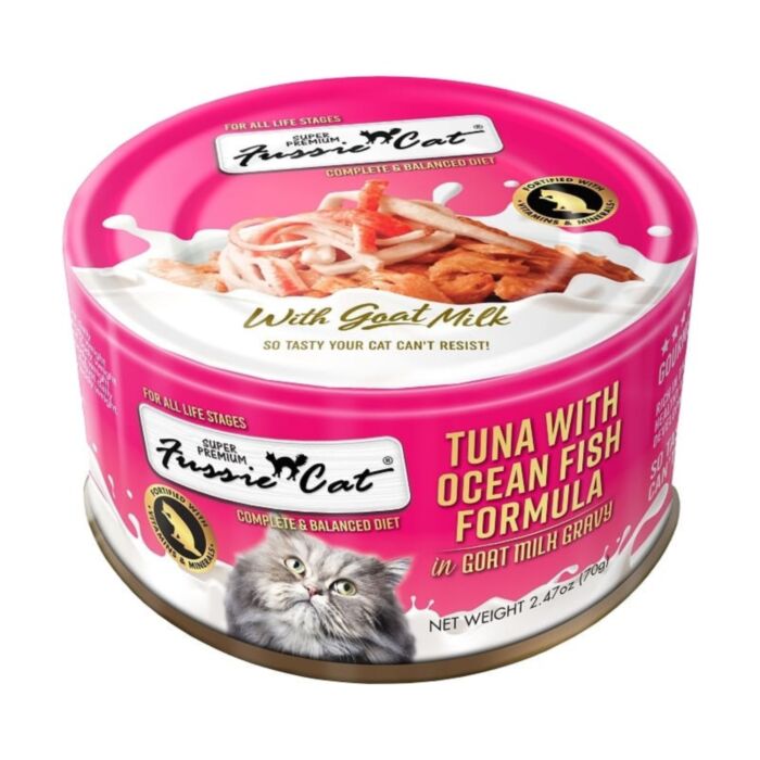 Fussie Cat Super Premium Canned Food - Tuna with Ocean Fish in Goat Milk Gravy 70g