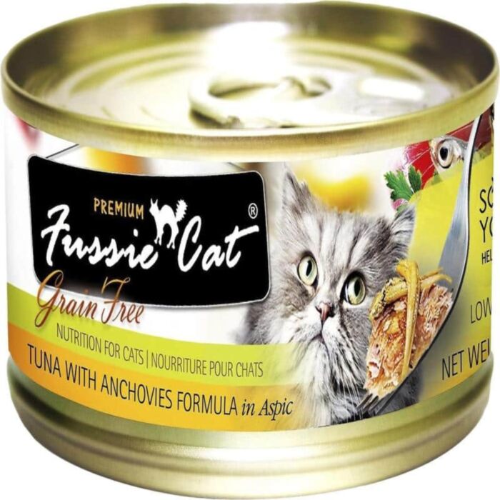 Fussie Cat Black Label Premium Canned Food - Tuna with Anchovy 80g