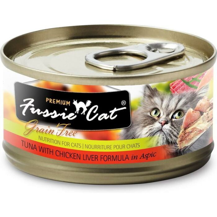 Fussie Cat Black Label Premium Canned Food - Tuna with Chicken Liver 80g