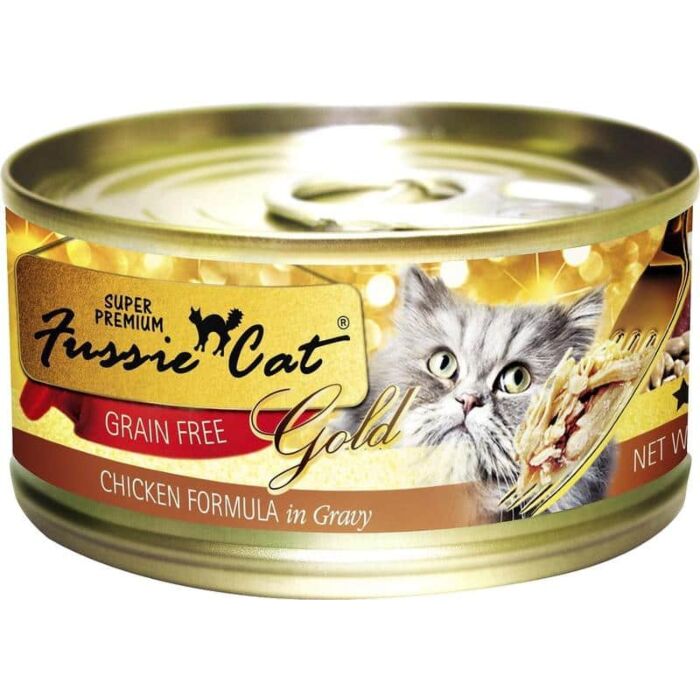 Fussie Cat Gold Label Premium Canned Food - Chicken with Gravy 80g