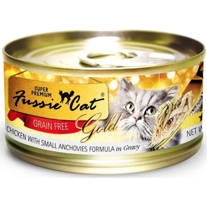 Fussie Cat Gold Label Premium Canned Food - Chicken with Small Anchovies (80g)