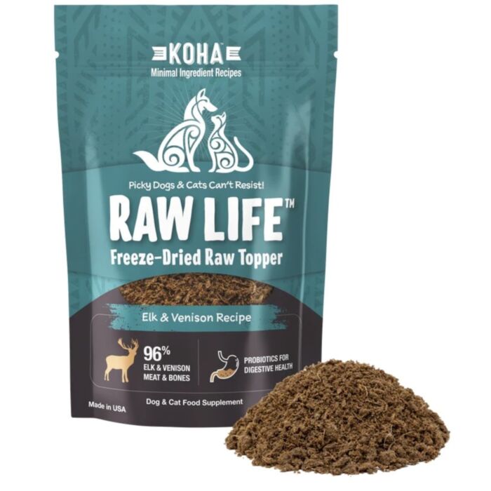 Koha Raw Life Freeze Dried Topper for Dogs & Cats - Elk & Venison 8oz