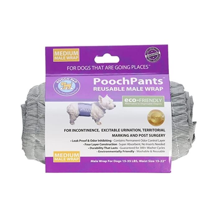 PoochPad Poochpants - Eco-Friendly Washable & Reusable - Male Diaper Wrap Medium