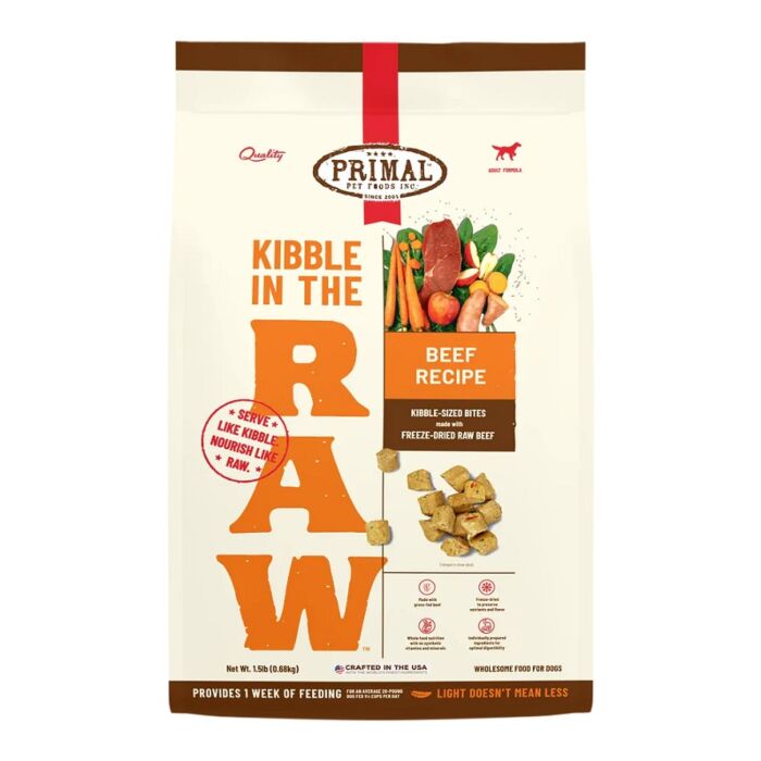 Primal Dog Food - Kibble In The Raw - Freeze Dried Beef