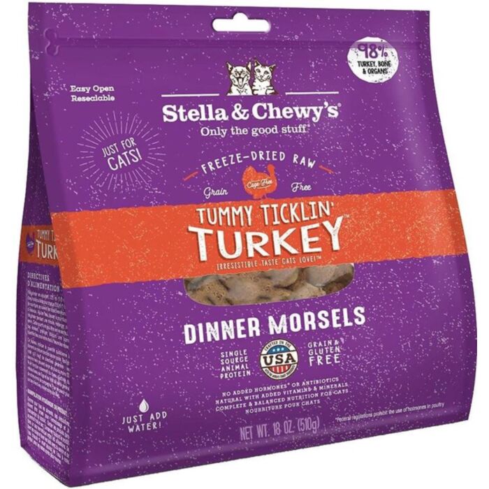 Stella & Chewys Cat Food - Freeze-Dried Dinner Morsels - Tummy Ticklin' Turkey