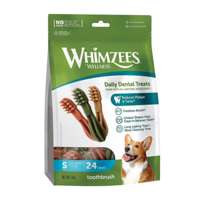 Whimzees Dog Dental Treat - Toothbrush - Small (15-25lbs) 360g