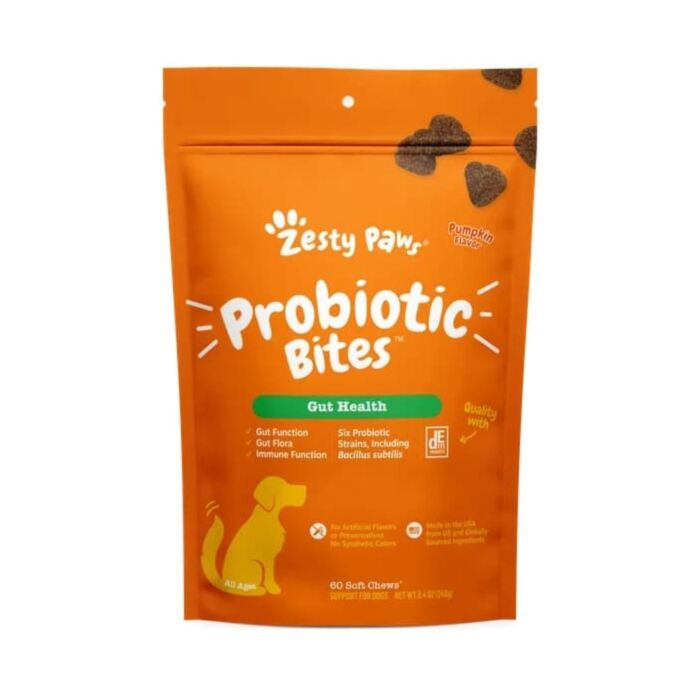 Zesty Paws Dog Treat - Probiotic Bites Gut Health - Pumpkin Flavor
