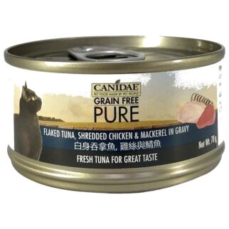 Canidae Wet Cat Food - Pure Flaked Tuna Shredded Chicken & Mackerel in gravy 70g