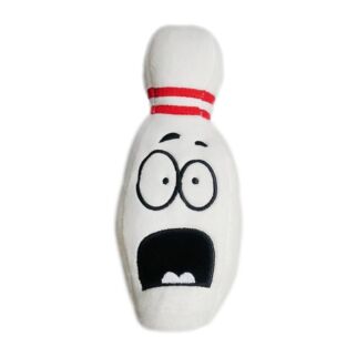 Doggie Goodie Dog Plush Toy With Squeaker - Scared Bowling Pin