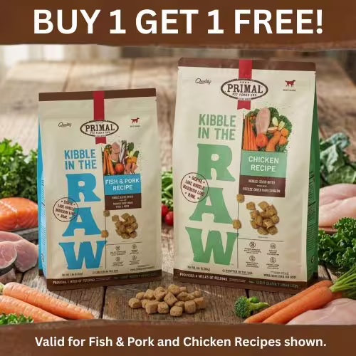 Primal Kibble in the raw dog food buy 1 get 1 free