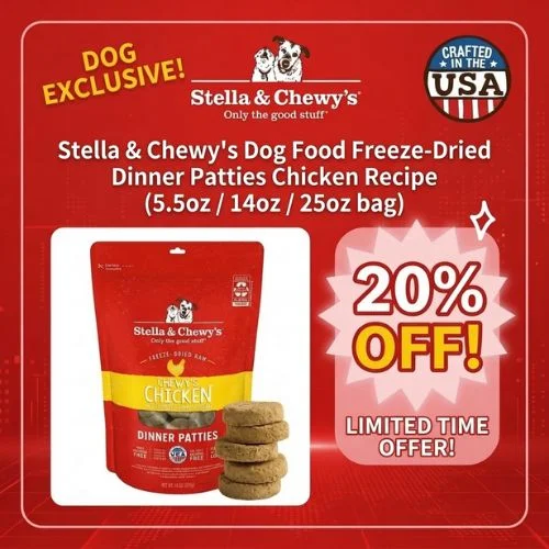 Stella & Chewys Freeze Dried Dinner Patties Chicken dog Recipe 20%OFF