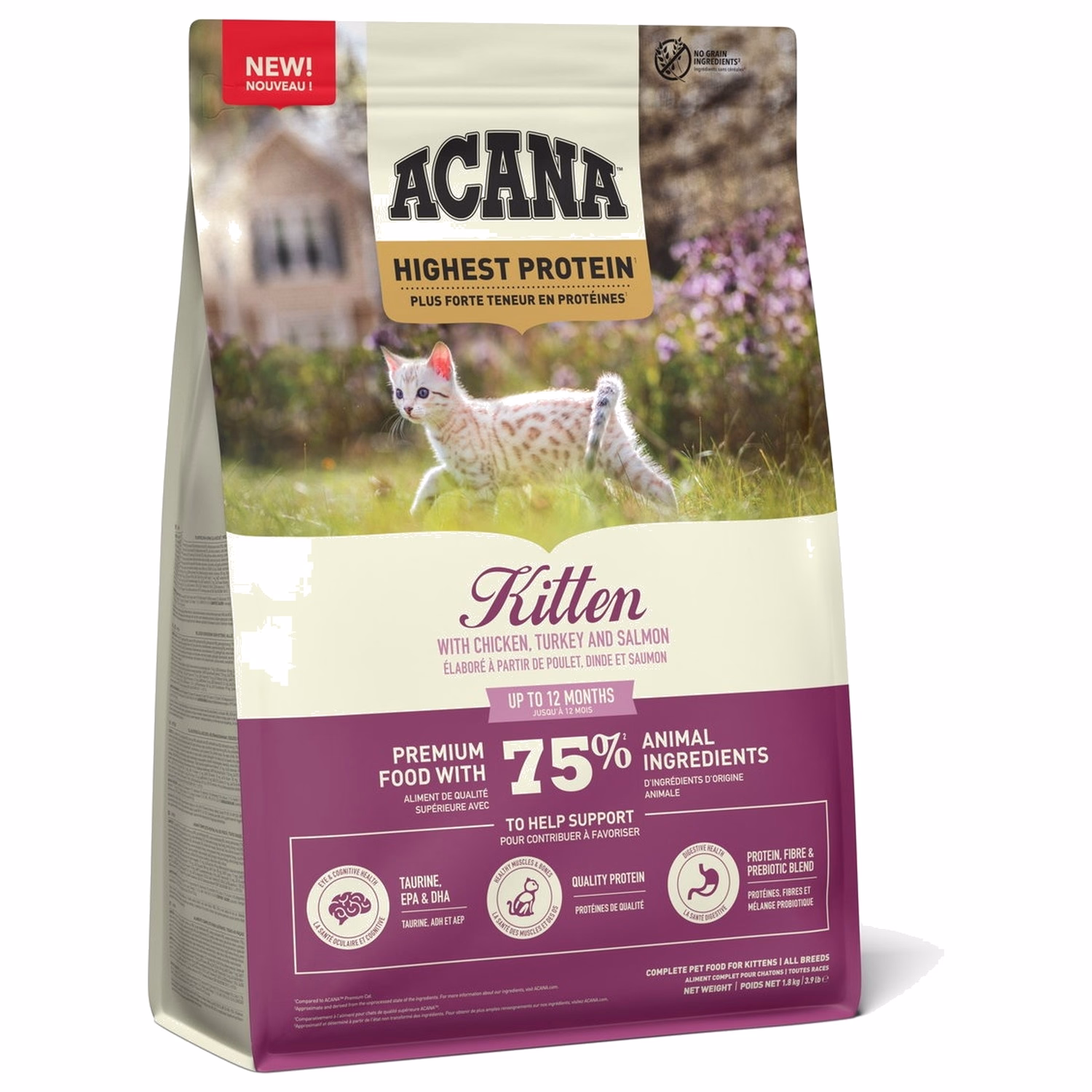 Acana Kitten Dry Food - Chicken + Turkey + Salmon 1.8kg