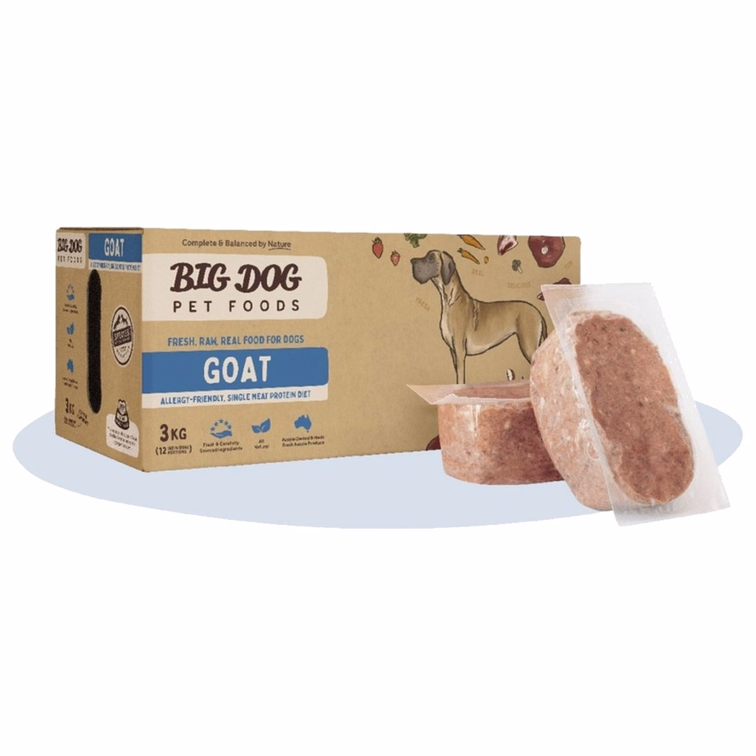 BIG DOG Allergy Range Frozen Raw Dog Food - Goat 3kg