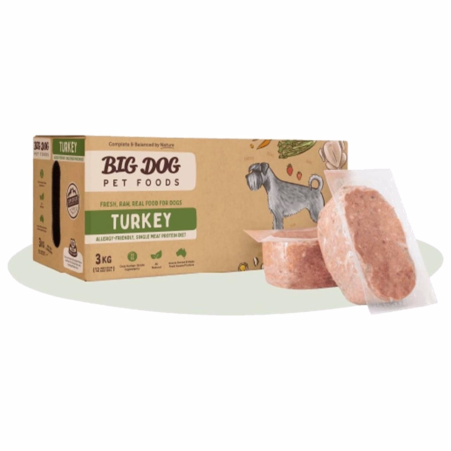BIG DOG Allergy Range Frozen Raw Dog Food - Turkey 3kg