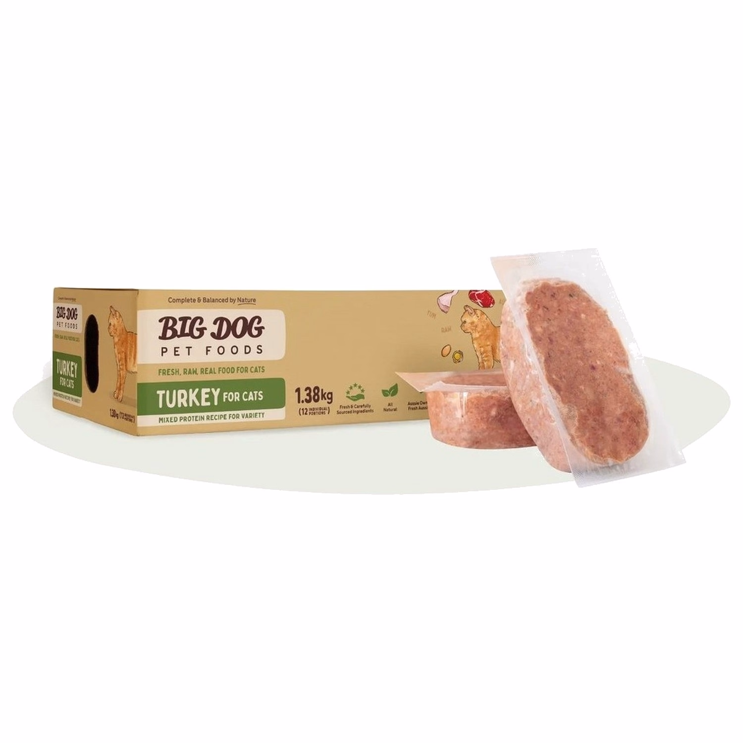 BIG DOG Frozen Raw Cat Food - Turkey 1.38kg