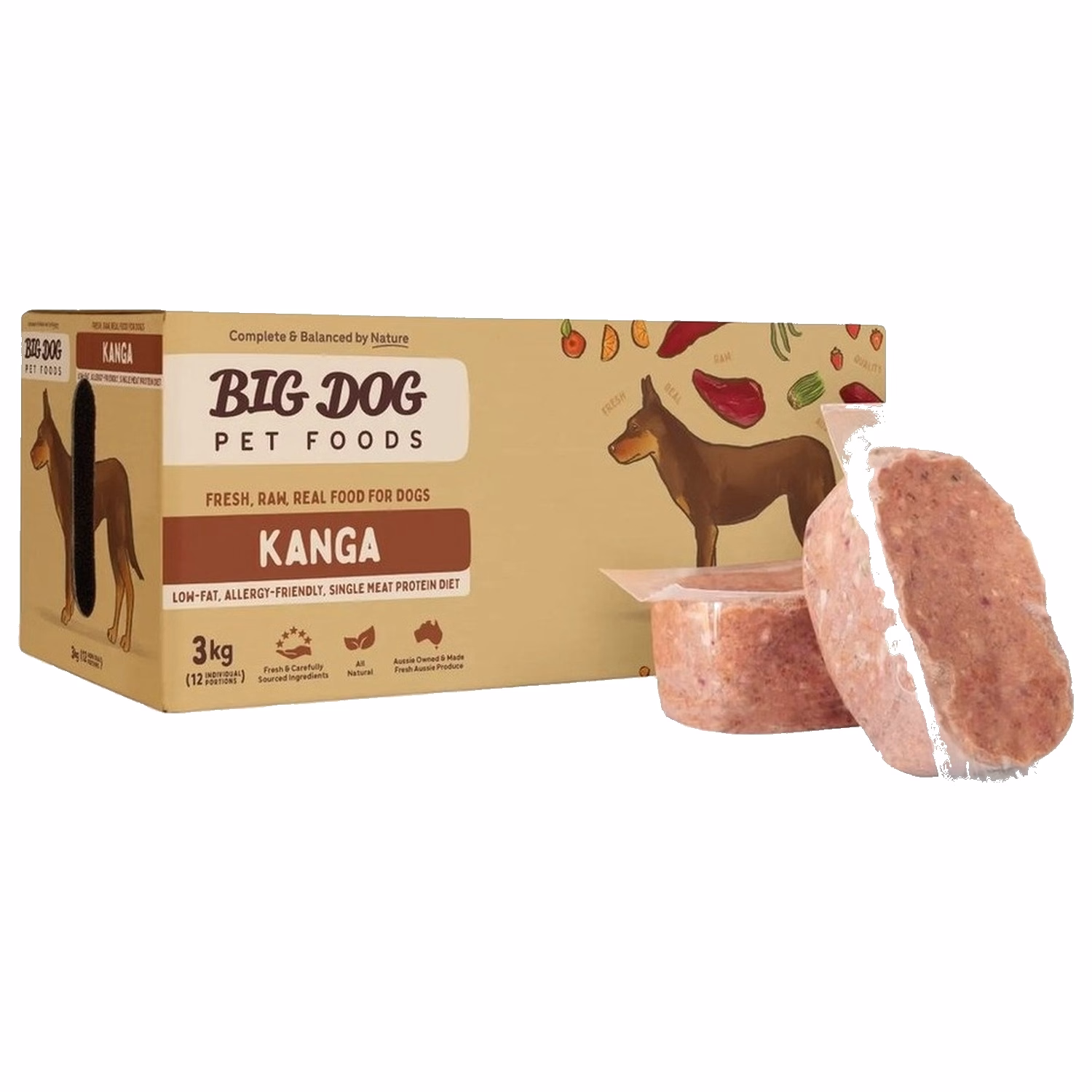 BIG DOG Allergy Range Frozen Raw Dog Food - Kanga 3kg