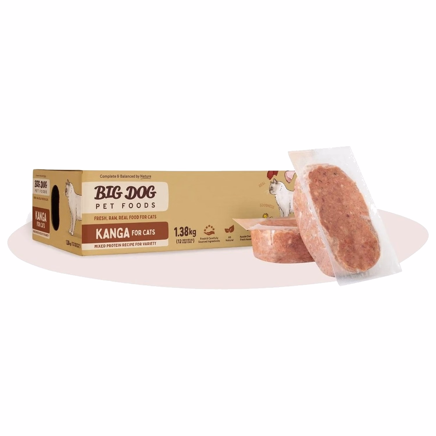 BIG DOG Frozen Raw Cat Food - Kangaroo 1.38kg