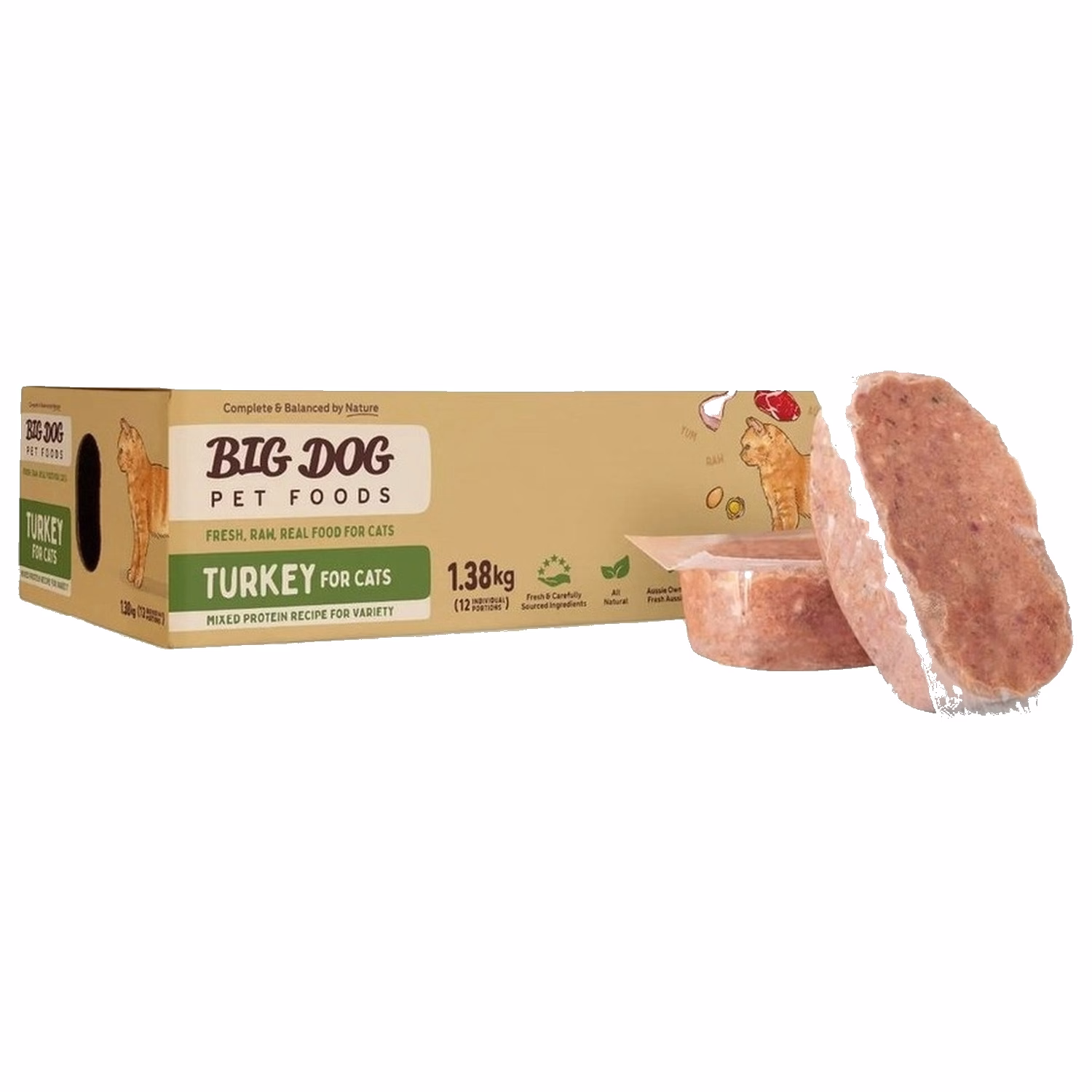 BIG DOG Frozen Raw Cat Food - Turkey 1.38kg