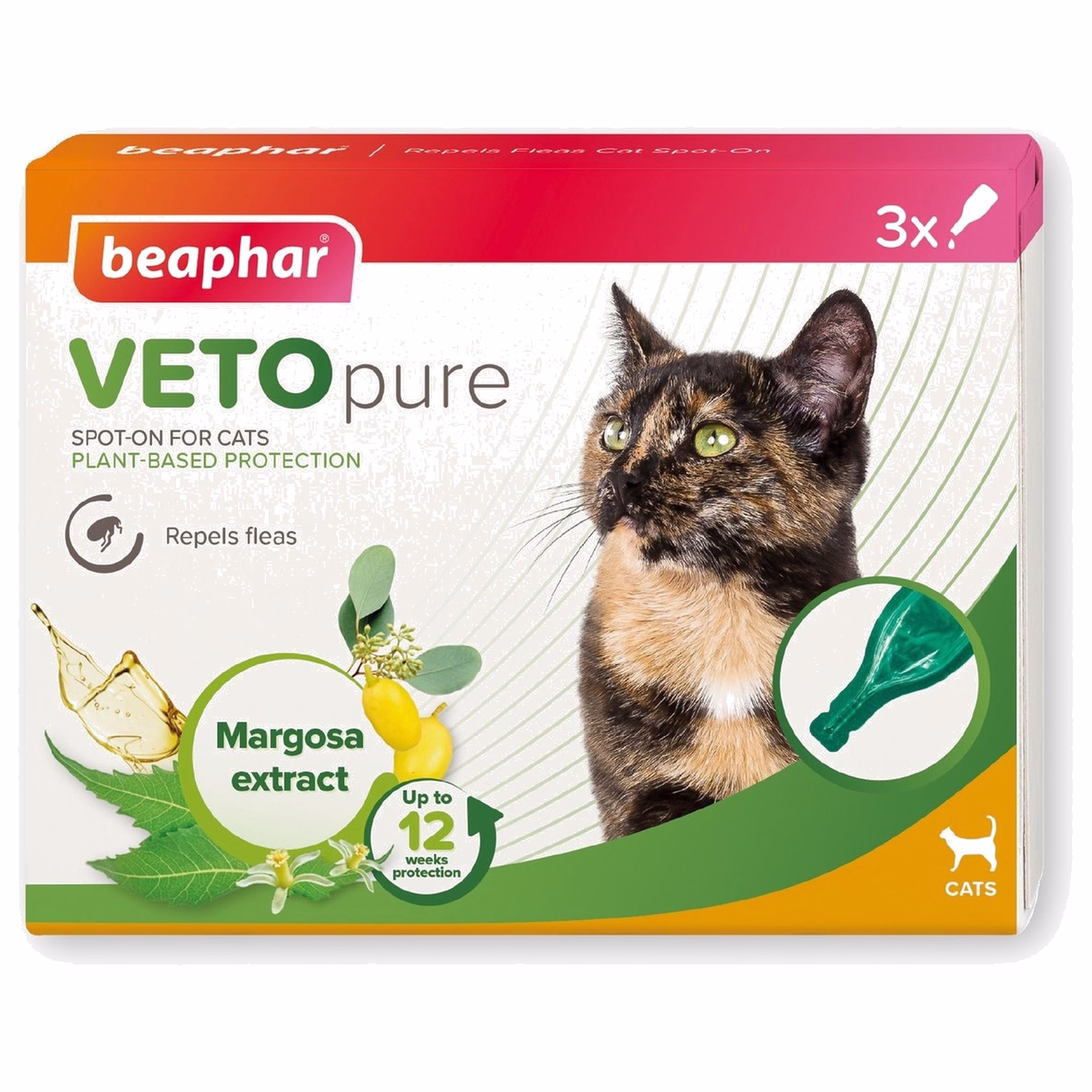 Beaphar VETO Pure 自然滴劑 1盒3支 - 成貓