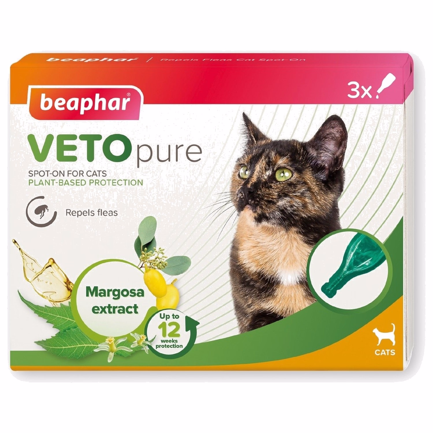 Beaphar VETO Pure 自然滴劑 1盒3支 - 成貓