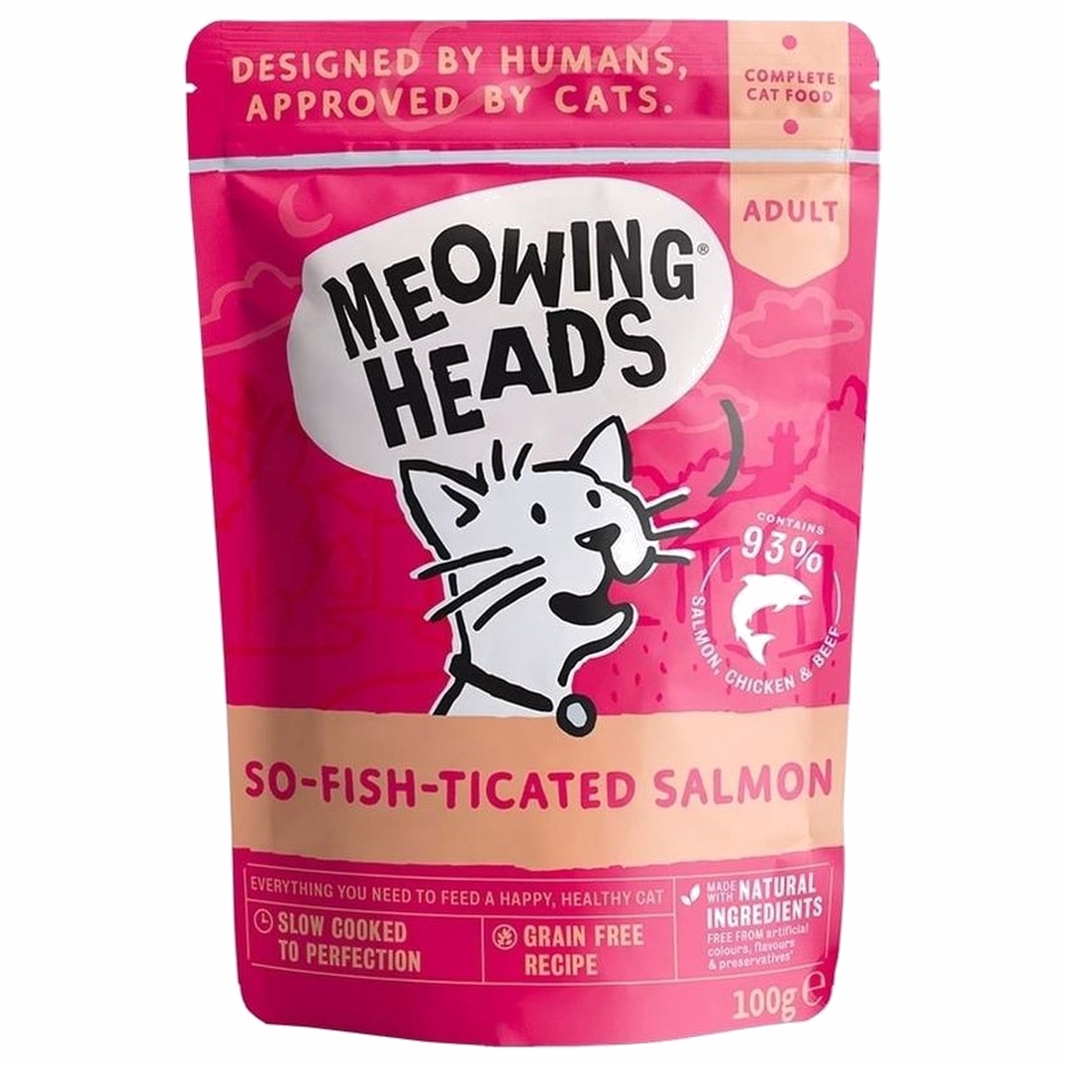 Meowing Heads Cat Pouch - Grain Free - Salmon 100g
