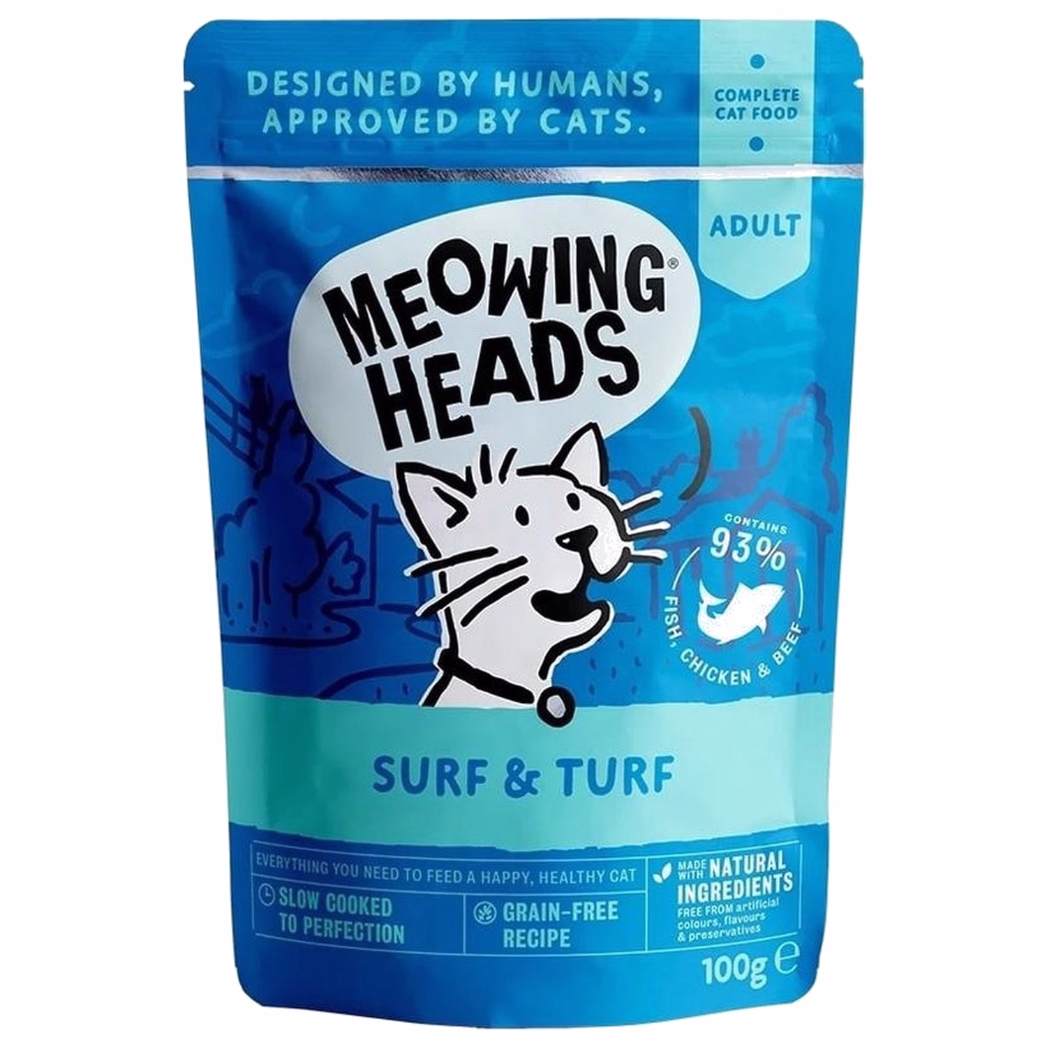 Meowing Heads 貓濕糧 - 無穀物 - 魚雞牛配方 100g