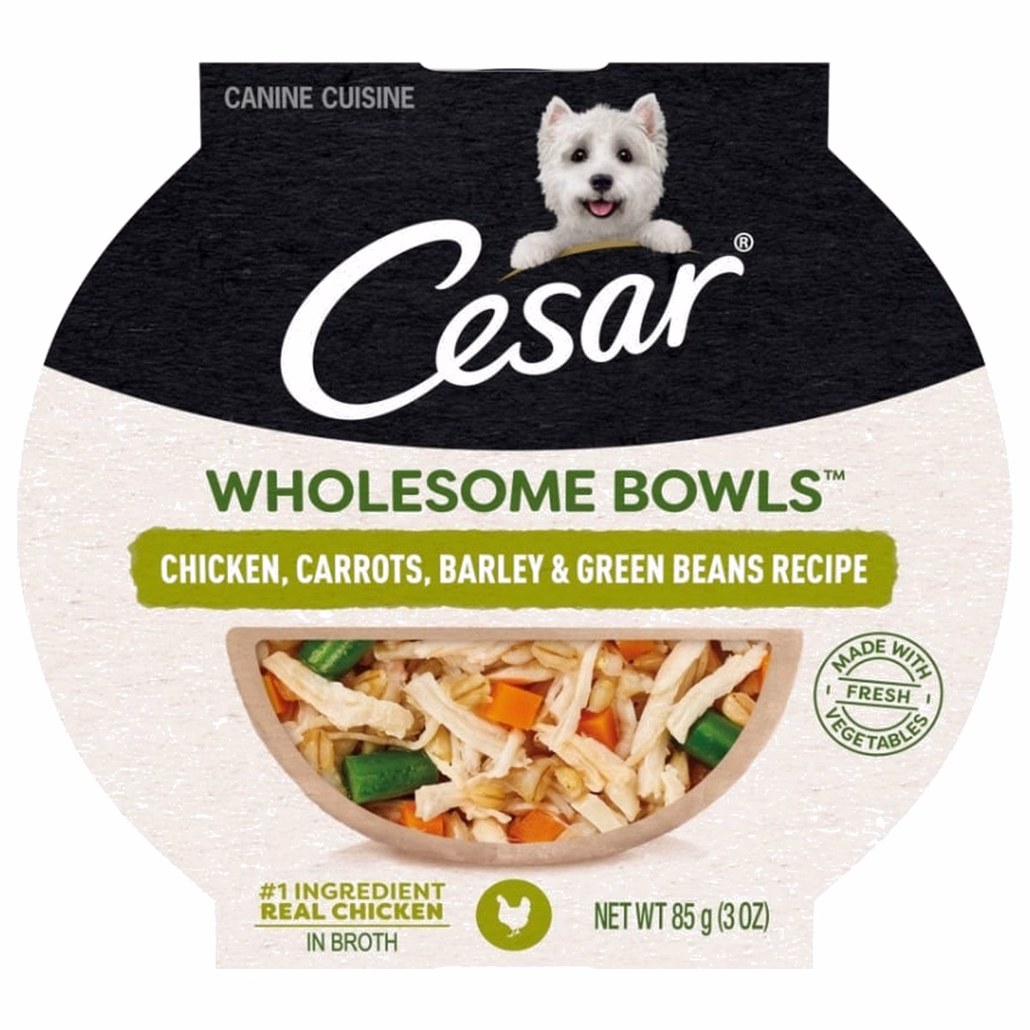 Cesar西莎狗濕糧 - 鮮肉主食碗 - 雞肉及蔬菜 (胡蘿蔔+大麥+四季豆) 85g