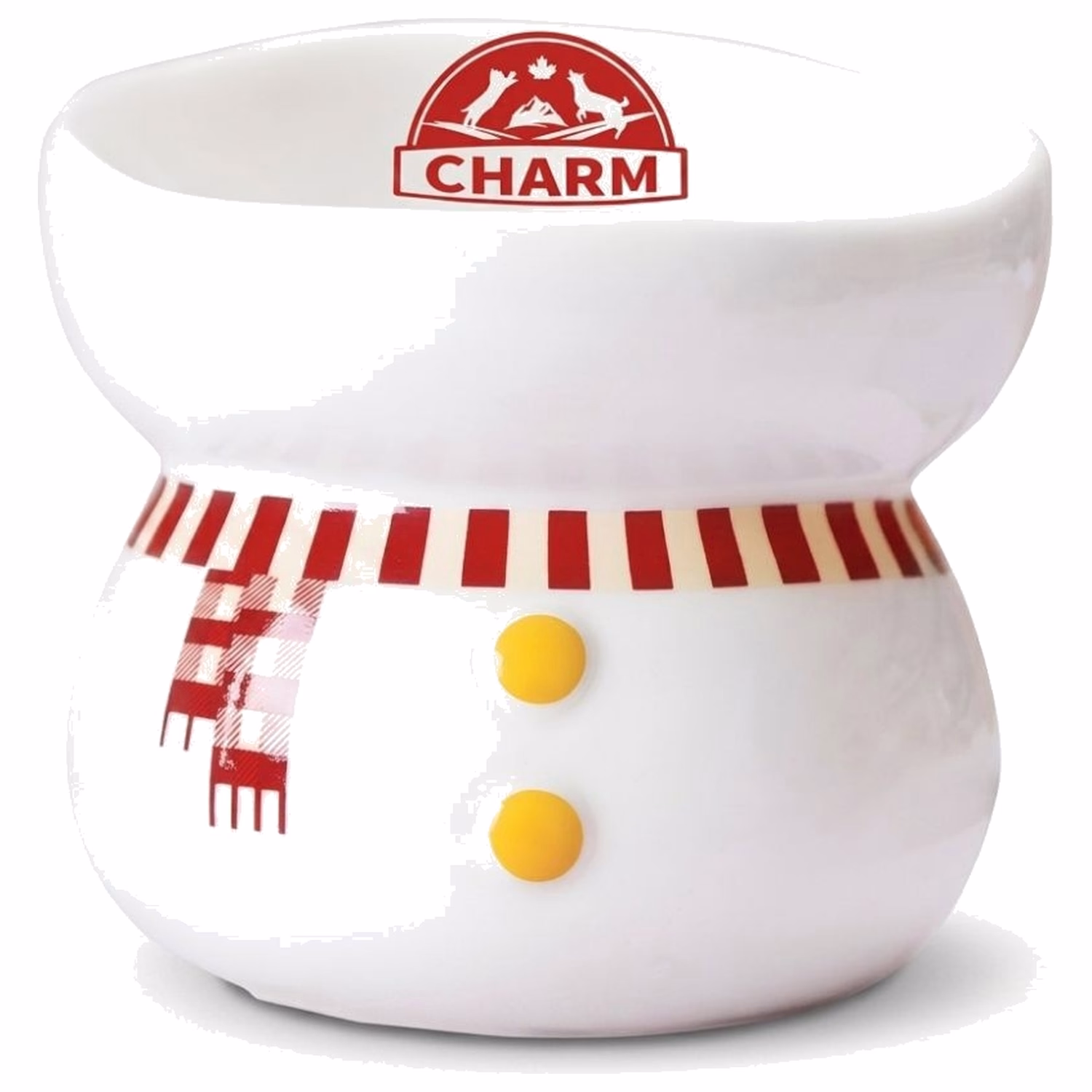 Charm 雪人造型斜口寵物陶瓷碗