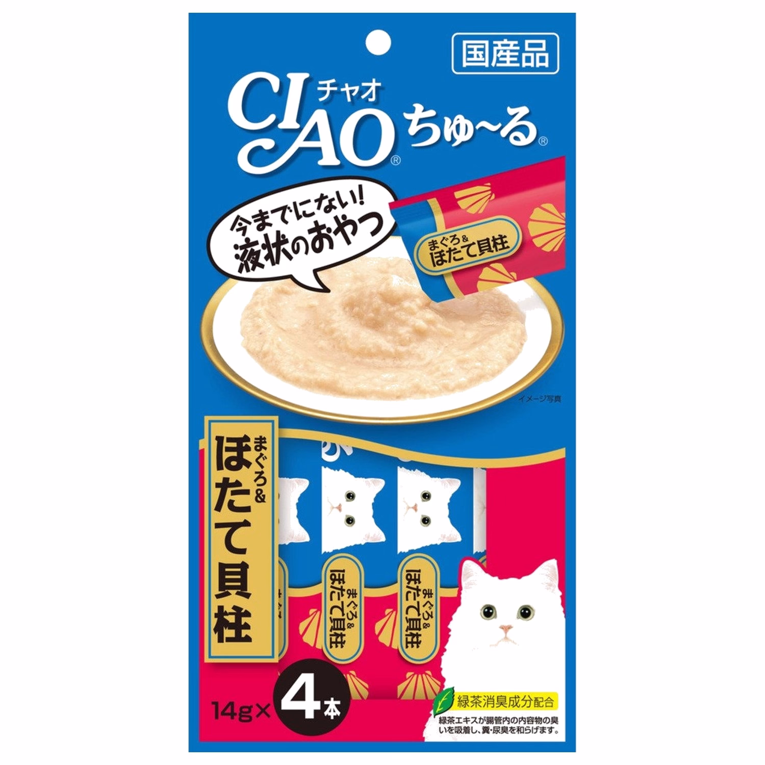 CIAO Cat Treat (4SC-77) - Churu Tuna + Scallop puree (14gx4)