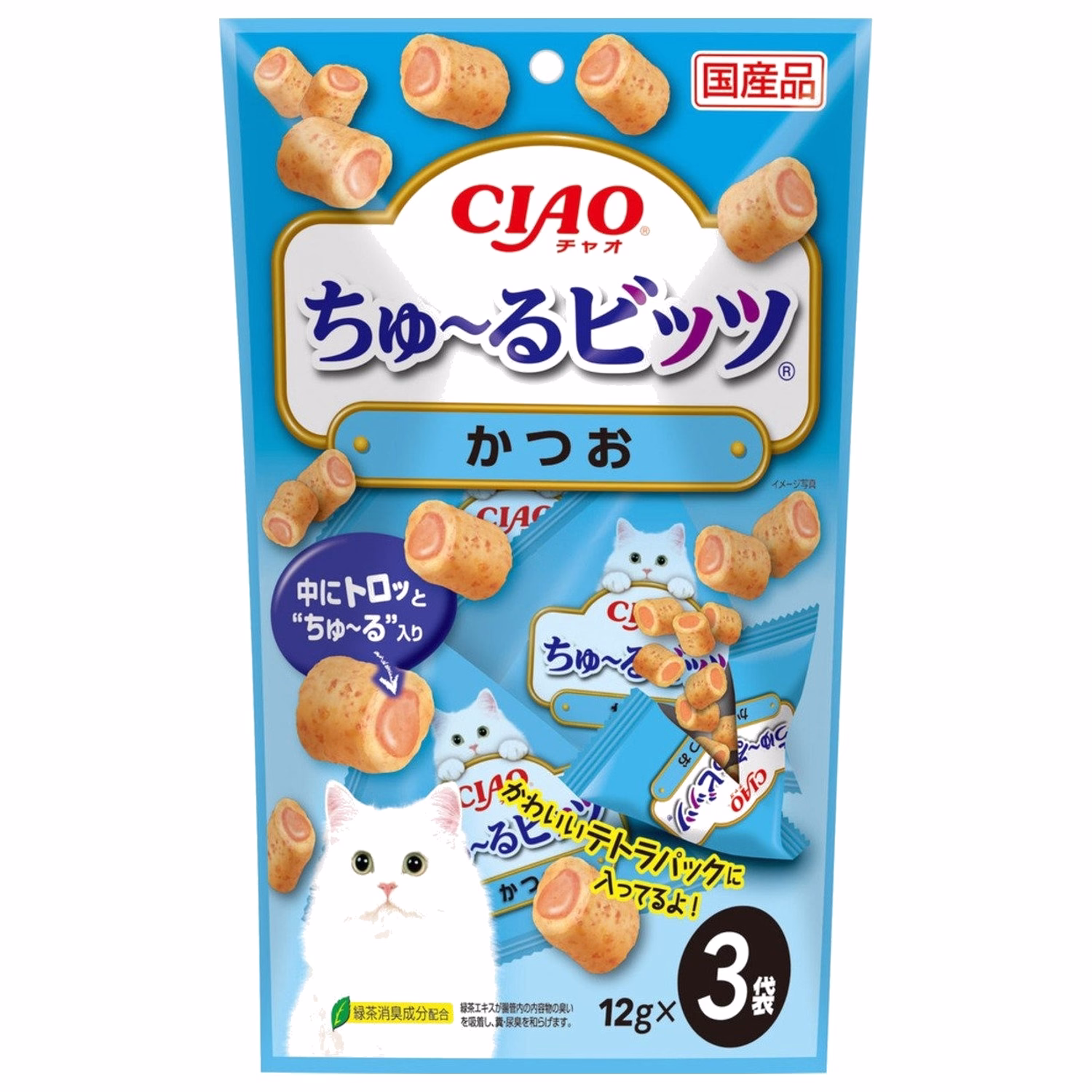 CIAO 日本貓小食(CS-173) - 流心粒粒-鰹魚味 (12gx3)
