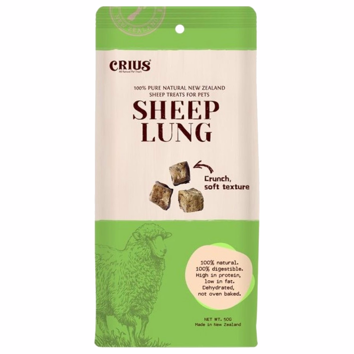 CRIUS Treat - 100% Sheep Lung for Dogs 50g