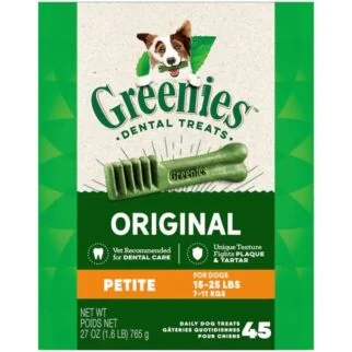 GREENIES Dog Dental Treats - Petite 15-25lb Dogs - 27oz | 45pcs