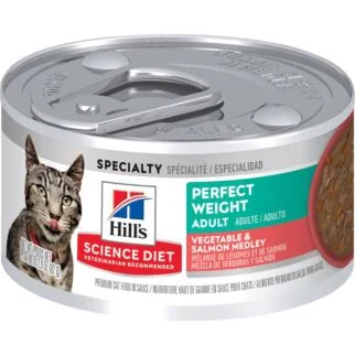 Hills Cat Canned Food - Science Diet Perfect Weight - Vegetable & Salmon Medley 2.9oz