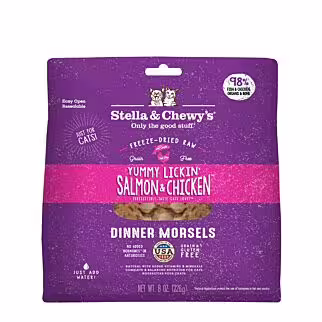 Stella & Chewys Cat Food - Freeze Dried Dinner Morsels - Yummy Lickin' Salmon & Chicken 8oz | 226g