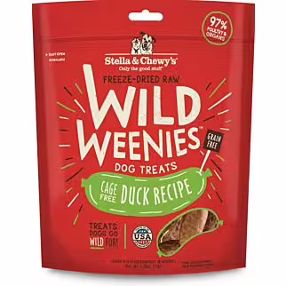 Stella & Chewys Dog Treat - Wild Weenies - Freeze Dried Cage Free Duck 3.25oz