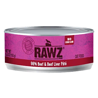 Rawz Cat Canned Food - 96% Beef & Beef Liver Pate 155g