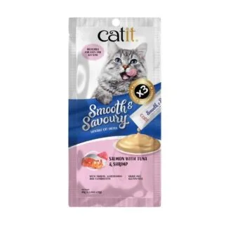 Catit Cat Treat - Smooth & Savory - Salmon with Tuna & Shrimp 15gx4