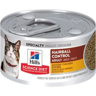 Hills Cat Canned Food - Science Diet  Hairball Control - Savory Chicken Entree 2.9oz