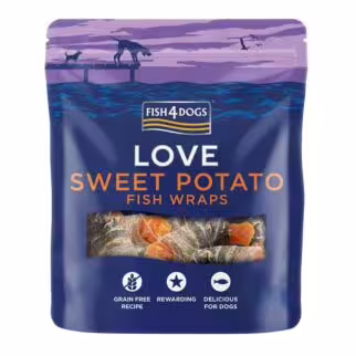 Fish4Dogs Dog Treat - Love Sweet Potato Fish Wraps 100g