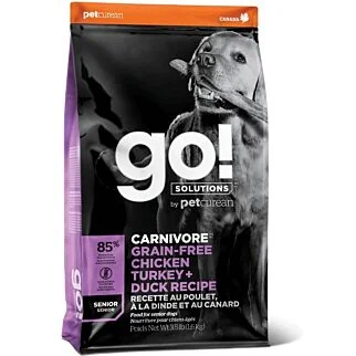 Go! SOLUTIONS Dog Food - Carnivore - Grain Free Chicken Turkey & Duck Senior 3.5lb