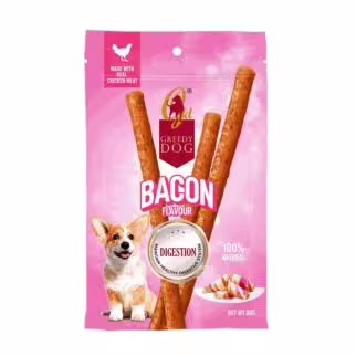 Greedy Dog 狗小食 - 健康消化系列 - 煙肉味雞肉條 80g