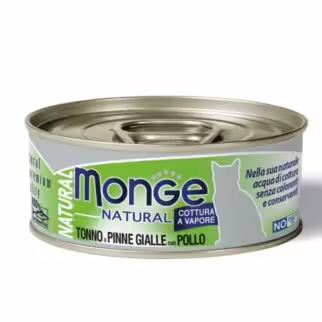 MONGE 貓罐頭 - 吞拿魚高蛋白質系列 - 吞拿魚，雞肉 80g