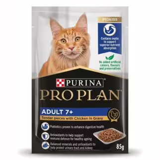 Pro Plan Cat Pouch - Adult 7+ Tender Pieces with Chicken in Gravy 85g