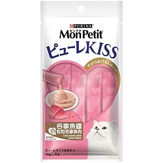 Purina Mon Petit 貓小食 - Puree Kiss - 吞拿魚醬伴粒粒吞拿魚肉 40g
