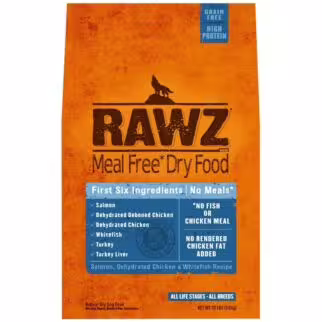 Rawz Meal Free Dog Food - Salmon & Dehydrated Chicken & Whitefish 20lb