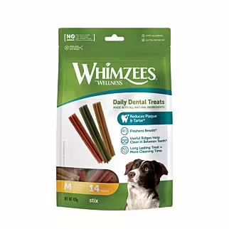 Whimzees Dog Dental Treat - Stix - Medium (25-40lbs) 14pcs | 420g