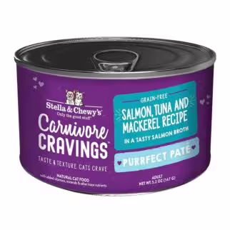 Stella & Chewys Cat Can Food - Carnivore Cravings - Salmon Tuna & Mackerel Pate 5.2oz | 147g
