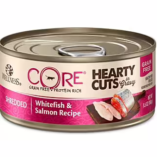 Wellness Cat Can - CORE Hearty Cuts Grain Free - Shredded Whitefish & Salmon 5.5oz